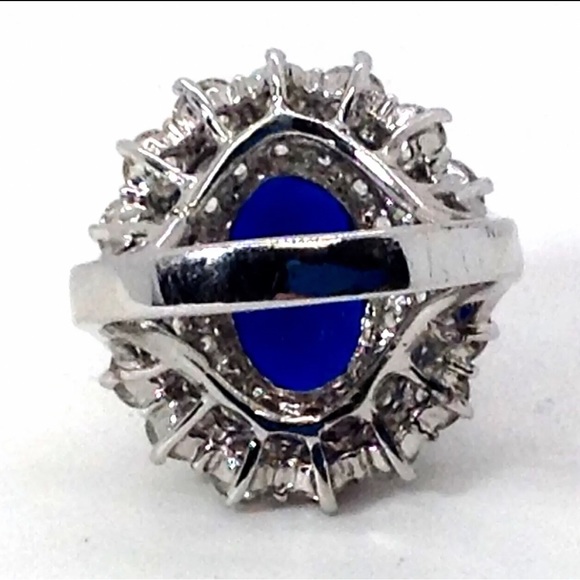 RARE Vintage Jolie Gabor Cocktail Ring Blue faux sapphire & Cubic Zirconia. - Picture 3 of 5